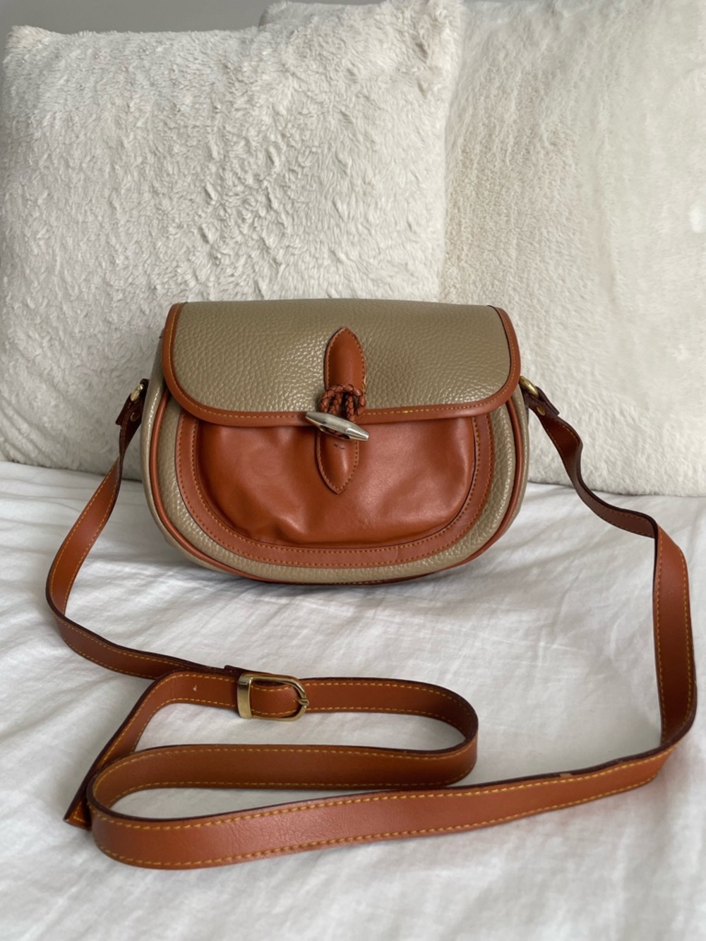 Vintage Dooney & Bourke Two-Tone Saddle Crossbody Bag
